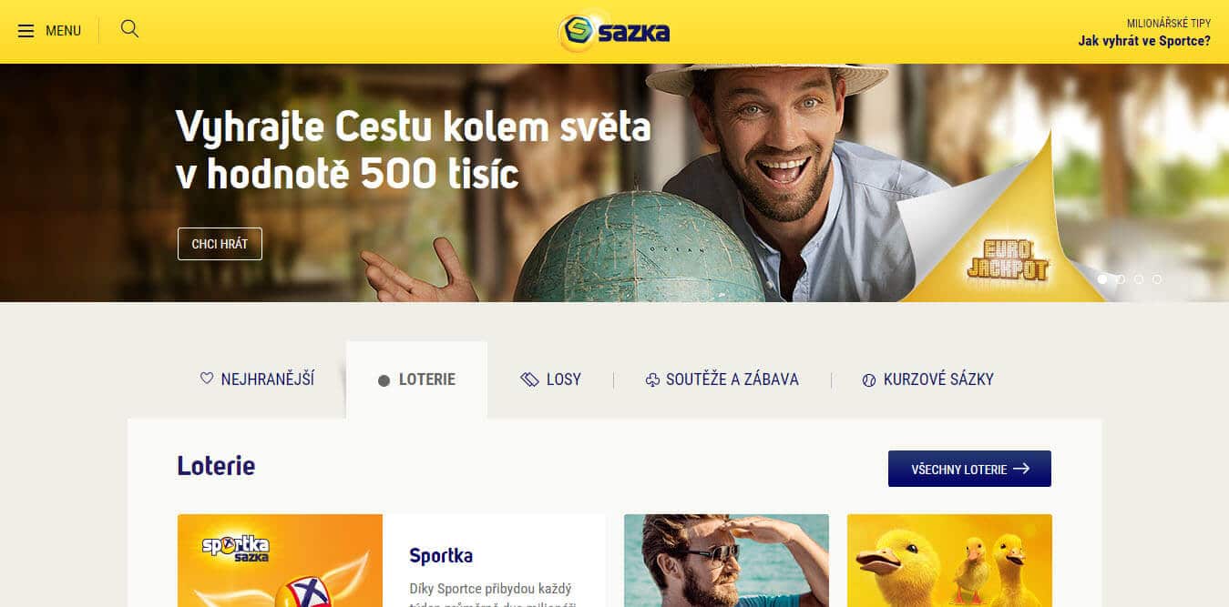 Uvodní stránka SAZKA