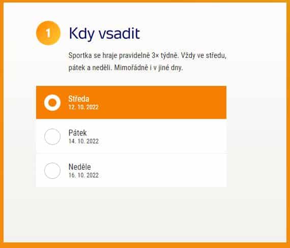 Klikni na den, pro který má být tvá sázenka platná.