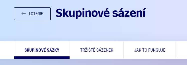 Záložka Skupinové sázky.