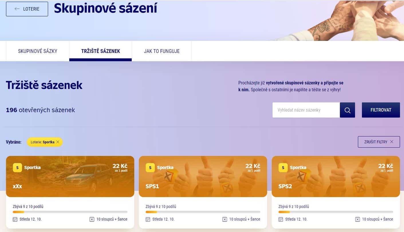 Vybereš si, zda se chceš přidat k sázence existující nebo si vytvořit svou novou.