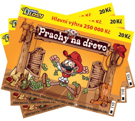 Stírcí los prachy na dřevo od Sazky - ukázka