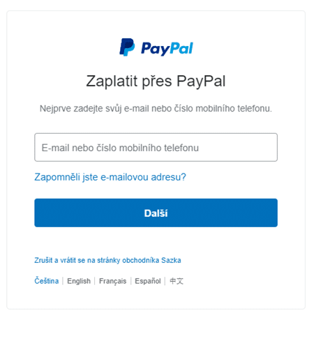 přihlašení do paypal učtu