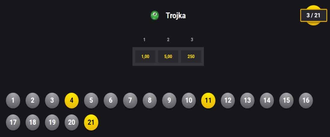 Trojka ukázka volby čísel