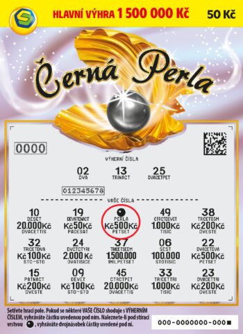 Ukázka setřeného losu Černá perla