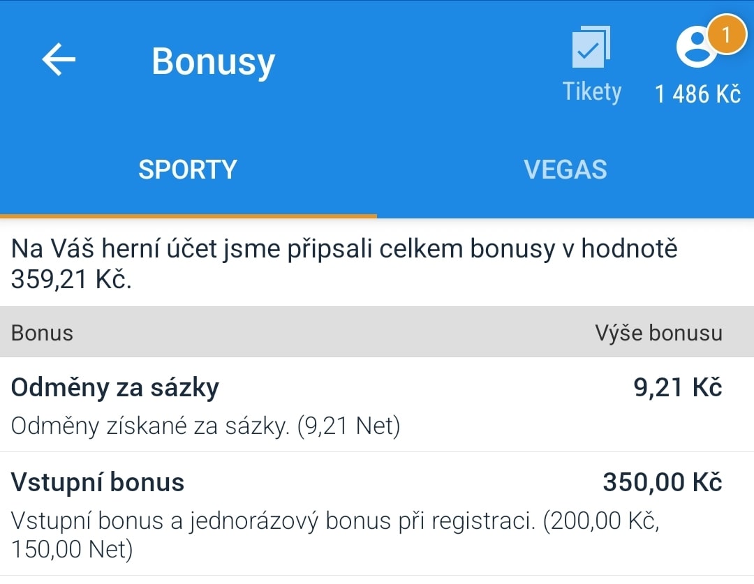 Bonusy v mobilní aplikaci tipsport sázky