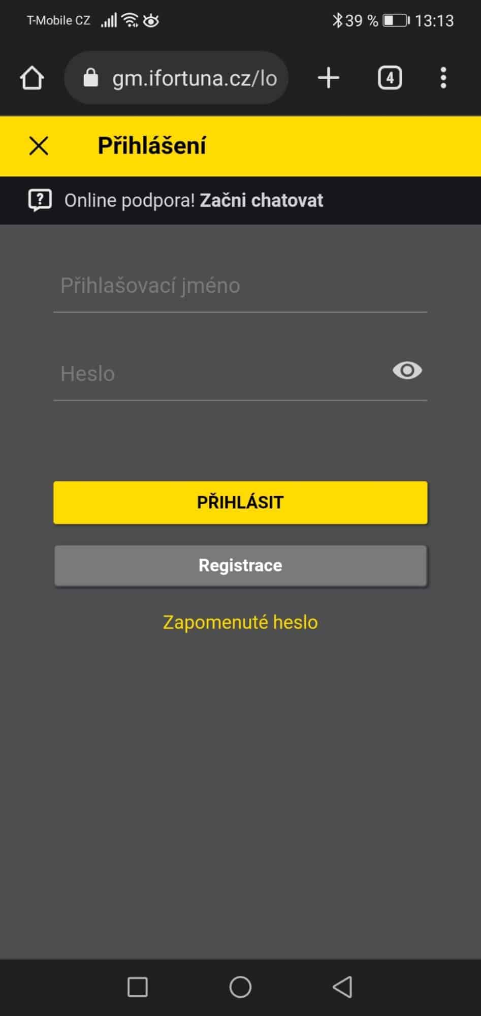 Fortuna přihlášení