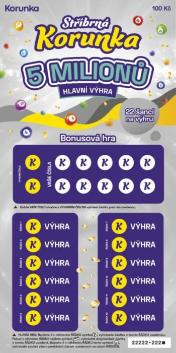 Stříbrná Korunka los přední strana setřená