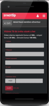 registrace do synotu přes mobil