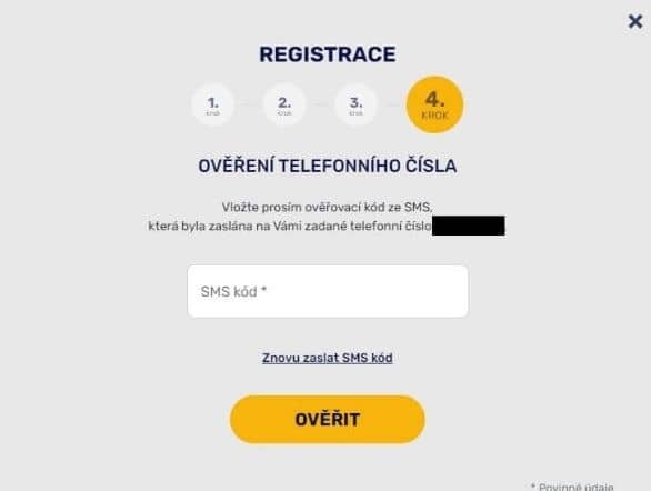 Čtvrtý krok registrace do Forbes casina