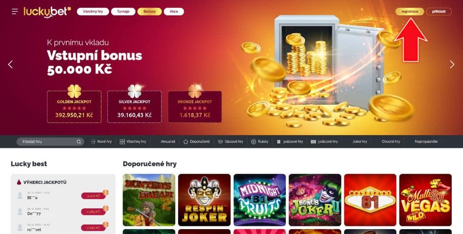 Registrace LuckcyBet casino