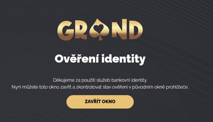 Úspěšné ověření identity u GrandWin