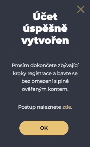 Pátý krok GrandWin registrace