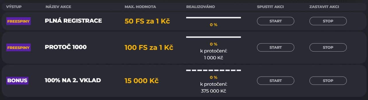 Vstupní bonusy v casinu Grandwin