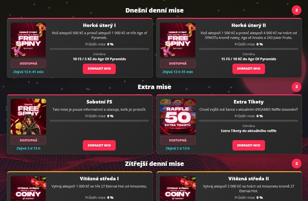 69Games casino denní mise