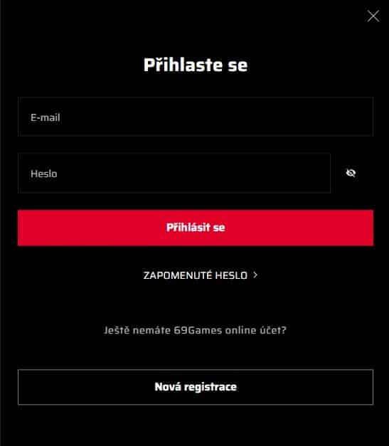 Přihlášení do 69Games casina