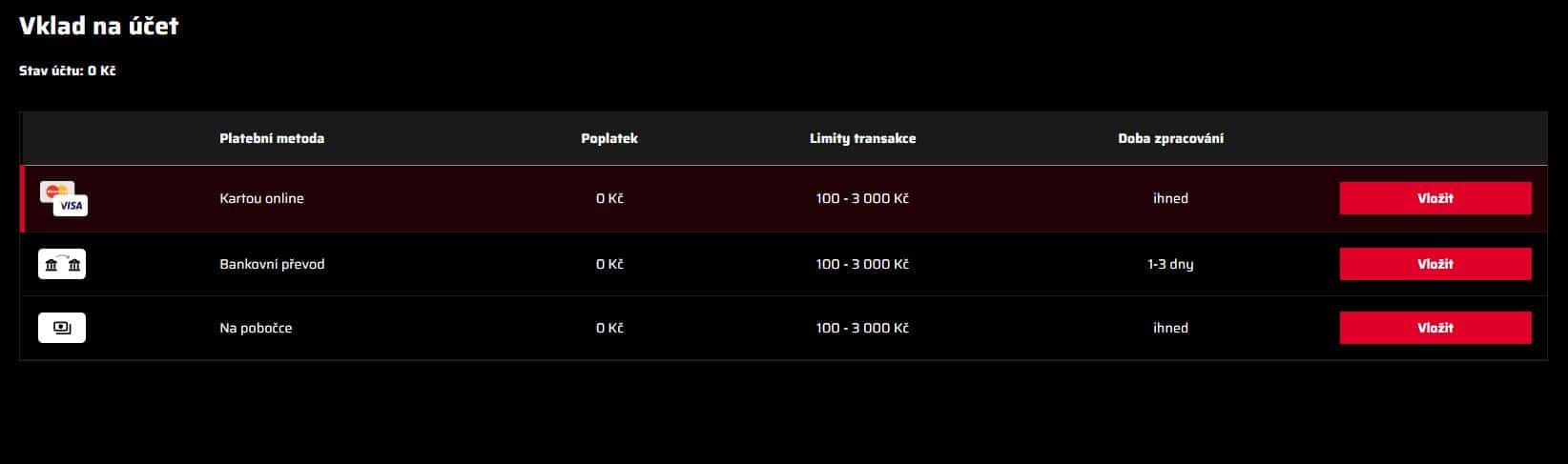Přiřazení platební metody v 69Games casinu