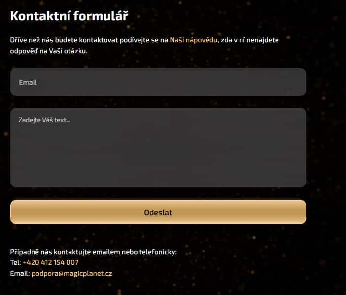 Zákaznická podpora v Magic Planet casinu