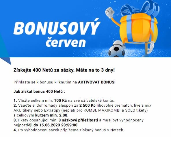 Tipsport bonus 400 netů