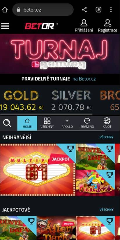 Mobilní web Betor