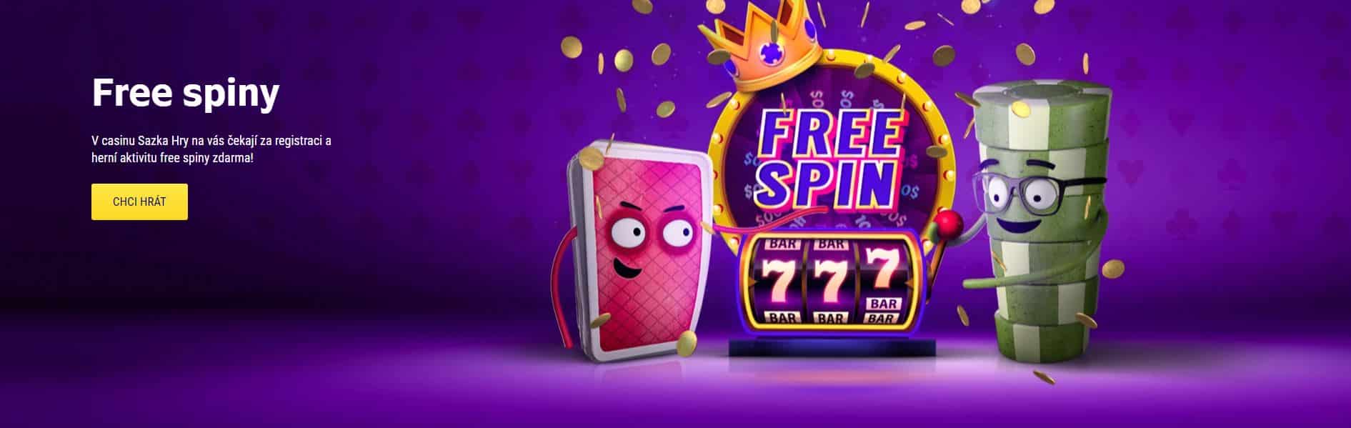 Free spiny za registraci Sazka Hry