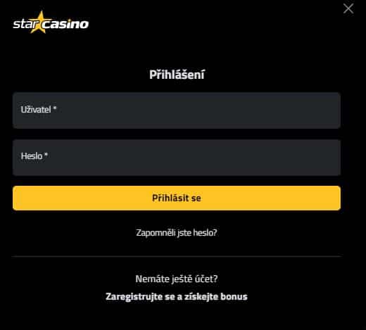 Přihlášení do Star Casina