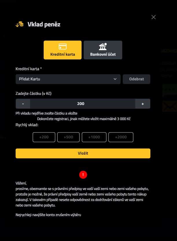 Přiřazení platební metody na Star Casinu