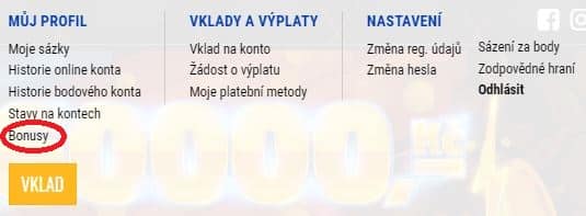 Bonusy v účtu Herna U Dědka