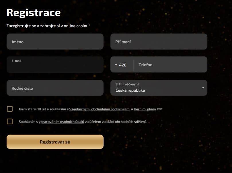 Magic Planet registrační formulář