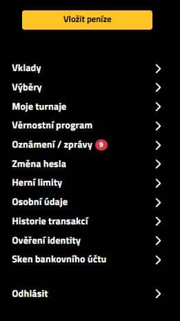 Nabídka účtu Star casino