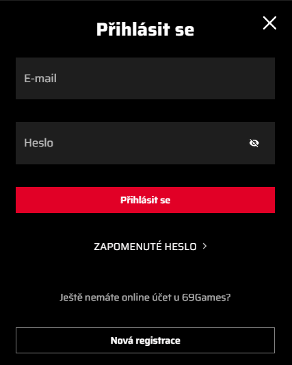 Přihlášení u 69Games