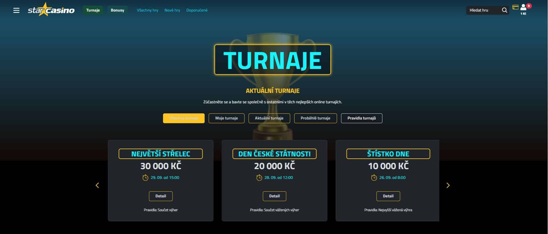 Turnaje ve Star casinu
