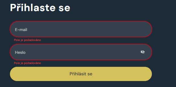 Vsaď a Hrej přihlášení