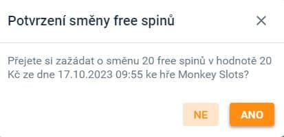 potvrzení směny free spinů akce putování za zvířaty tipsport chance