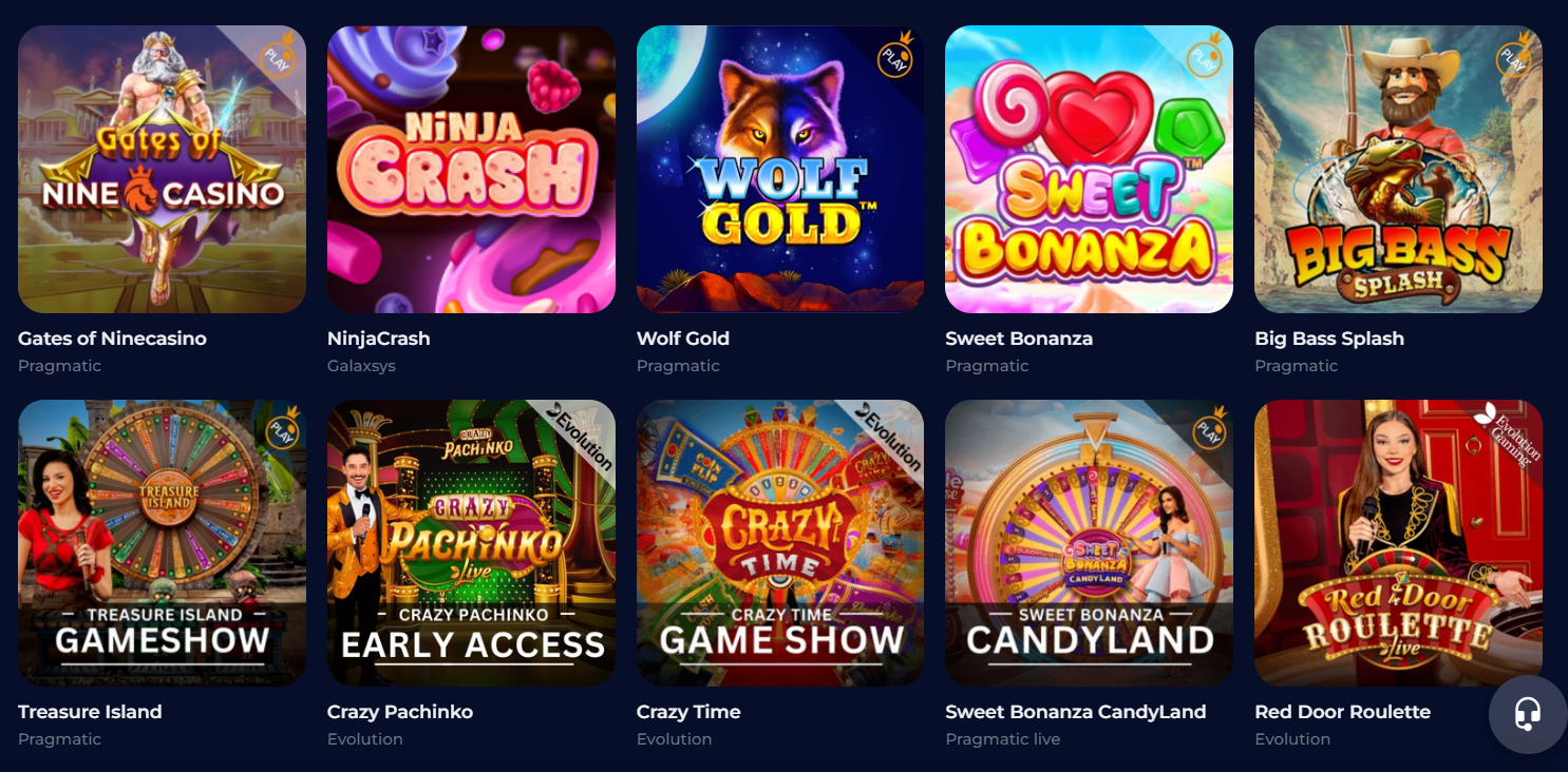 Hry v Nine Casino
