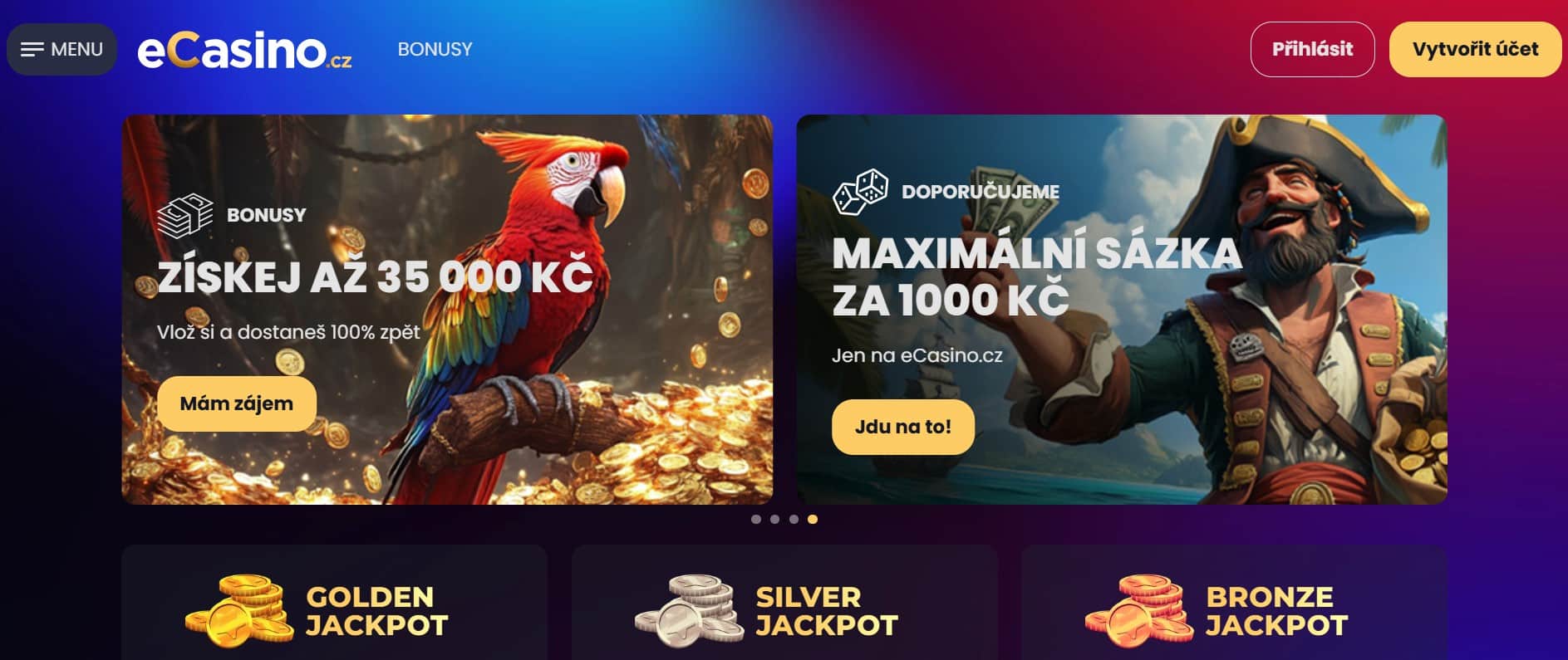 eCasino design webu