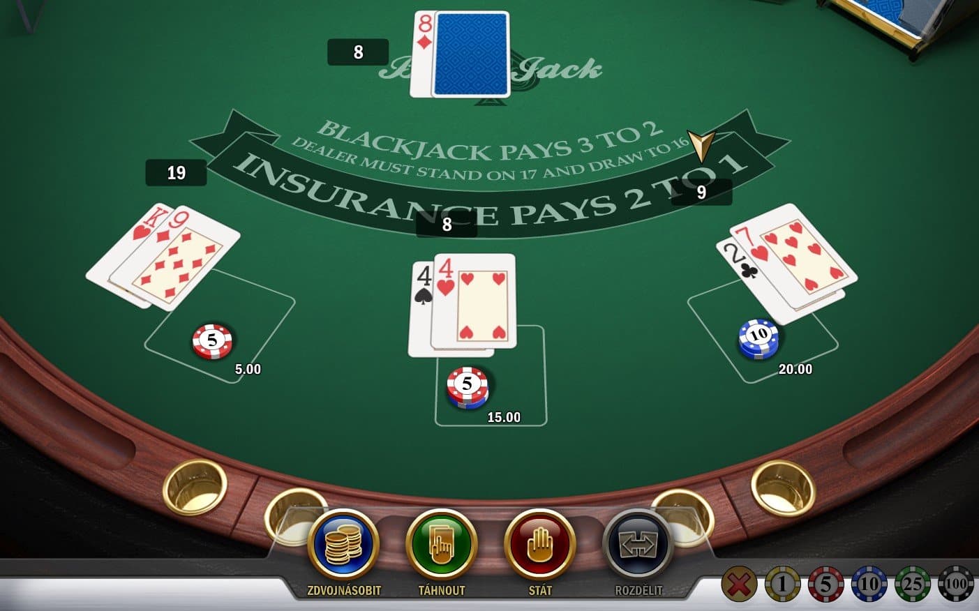 blackjack pravidla hry