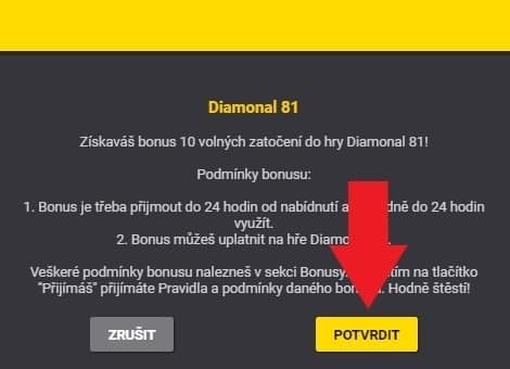 Návod potvrzení bonusu