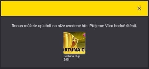 potvrzení a informace o hře u fortuny