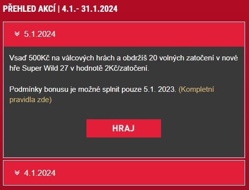 přehled akcí synot