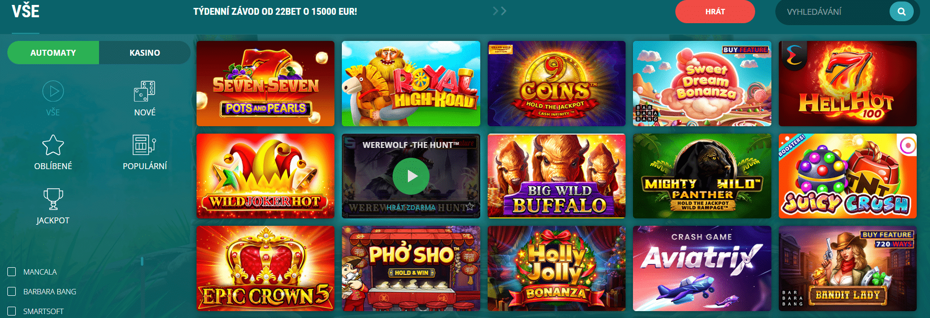 Automaty v 22Bet casinu