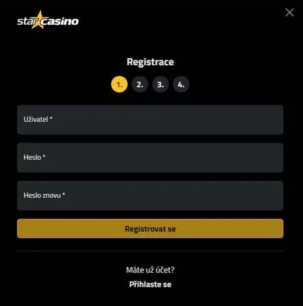 Starcasino bonus za vklad: Registrace