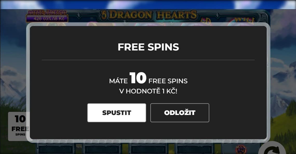 Free spiny ve hře 5 Dragon Hearts v casinu Fortuna