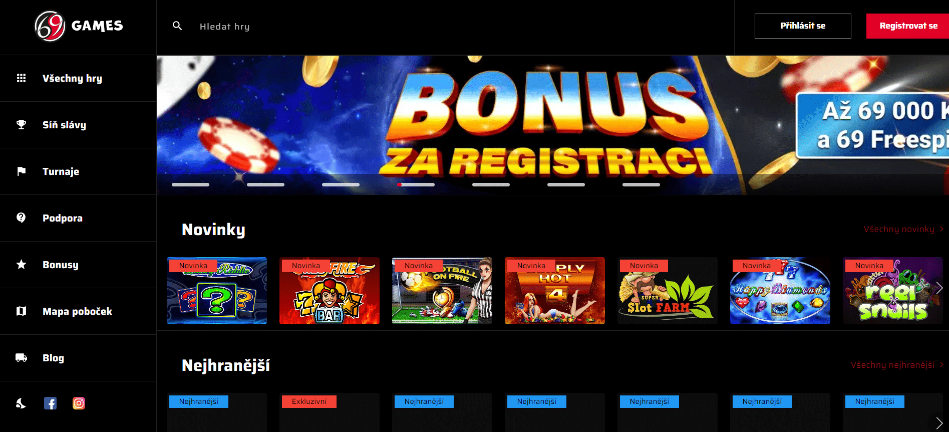 69Games Casino rozhraní