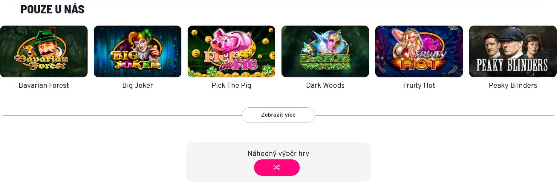 pouze u nás - náhodný výběr her