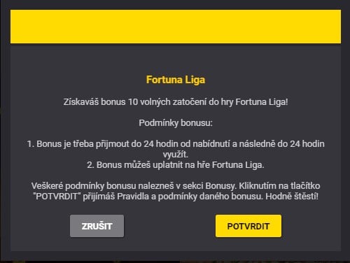 Free spiny bez podmínek u Fortuny nabídka