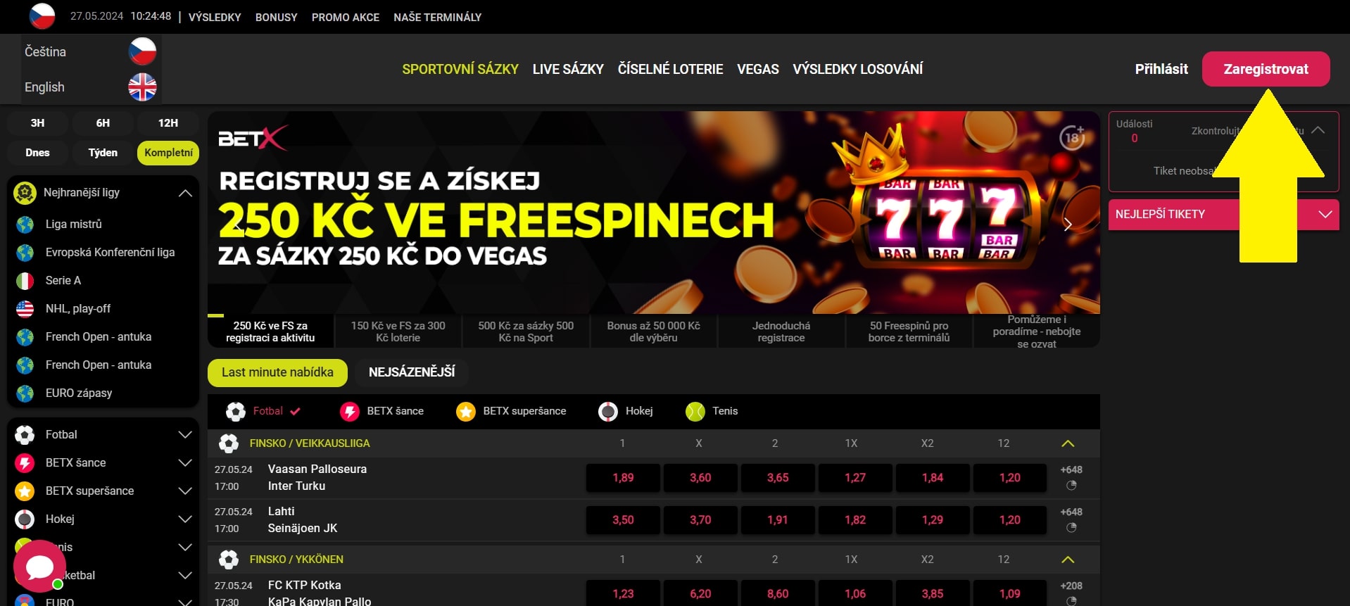 BetX registrace