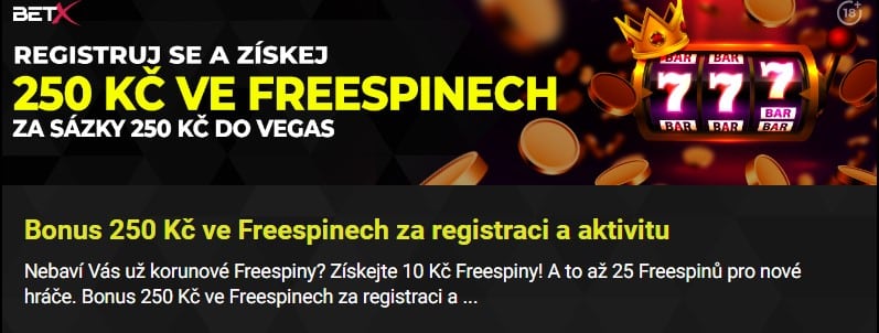 Free spiny za registraci a aktivitu v BetX