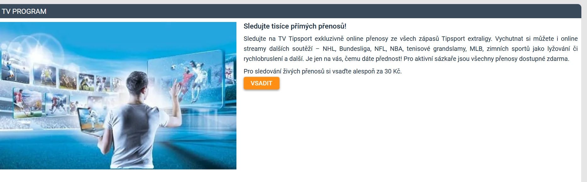 Tipsport TV program