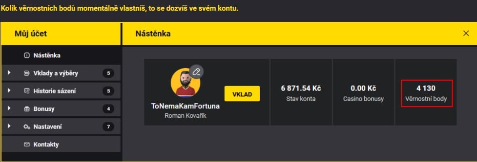 Věrnostní body u Fortuny