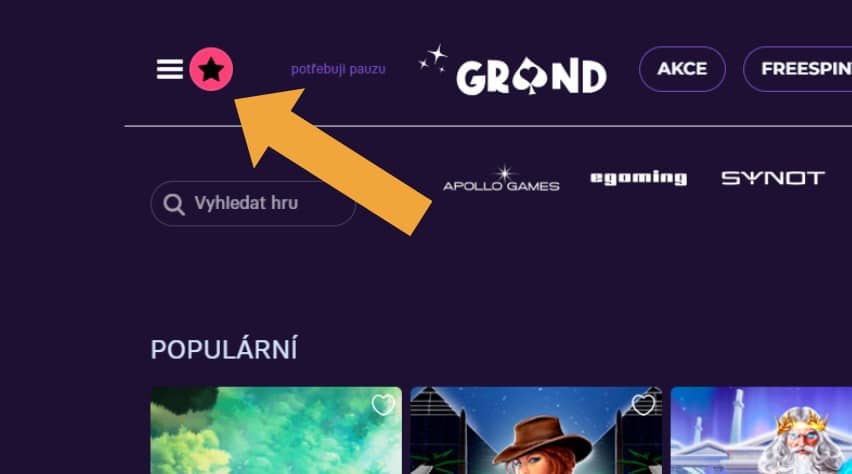 Grandwin - Hamburger menu